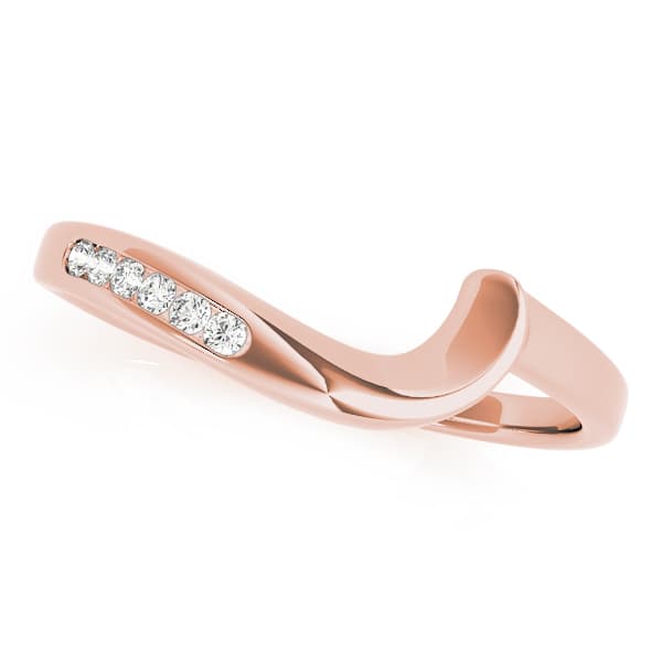 Single Row Curved Wedding Band (0.05 ct. tw.), Front view in rose gold
