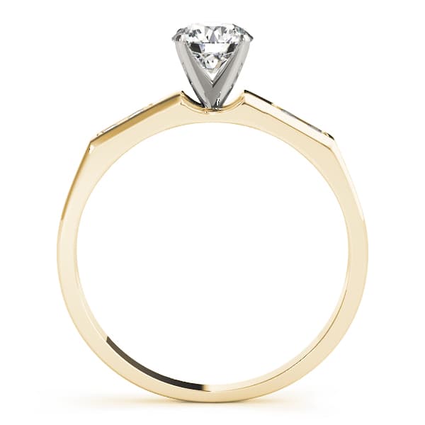 Single Row Channel Set Peg Head Engagement Ring, style 50152, Side view in yellow gold