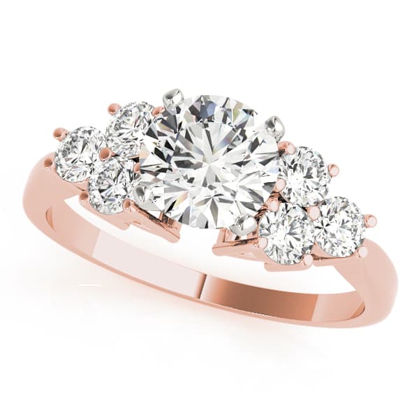 Cluster Side Peg Head Engagement Ring, style 50154, Front view in rose gold
