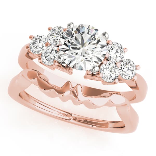 Cluster Side Peg Head Engagement Ring, style 50154, On hand view in rose gold