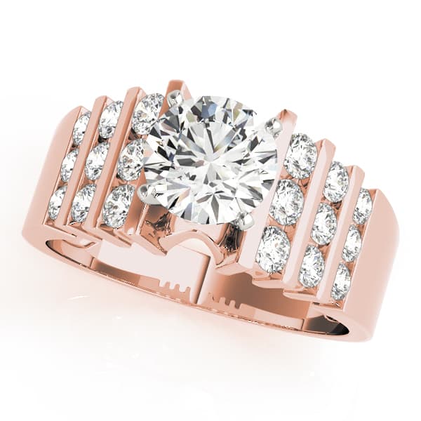Multi-Row Channel Set Peg Head Engagement Ring, style 50175, Front view in rose gold