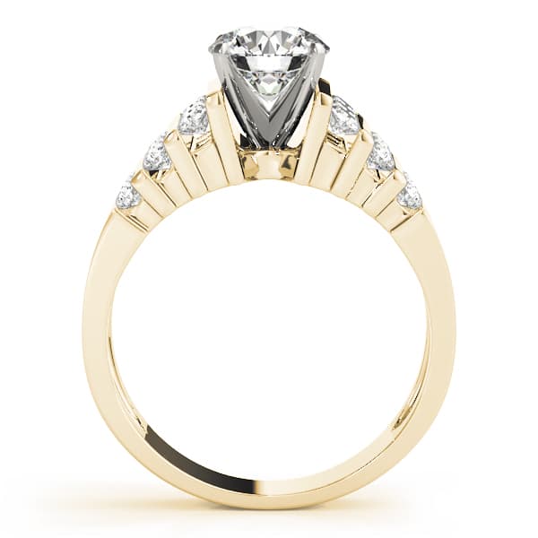 Multi-Row Channel Set Peg Head Engagement Ring, style 50175, Side view in yellow gold
