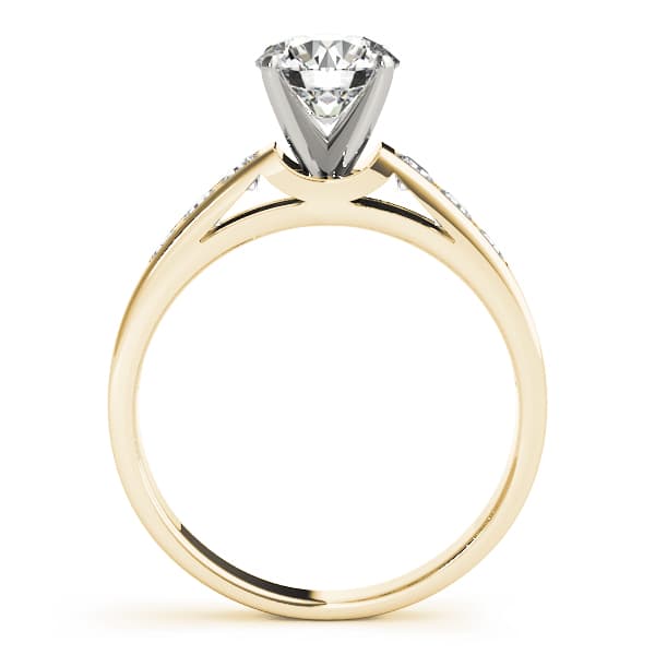 Single Row Channel Set Peg Head Engagement Ring, style 50180, Side view in yellow gold