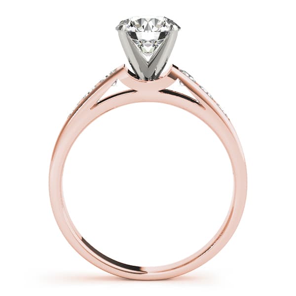Single Row Channel Set Peg Head Engagement Ring, style 50180, Side view in rose gold