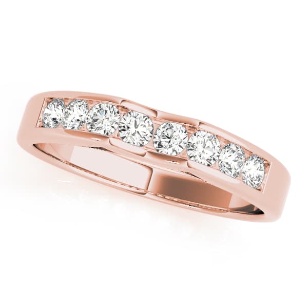 Channel Set Curved Wedding Bands (0.4 ct. tw.), Front view in rose gold