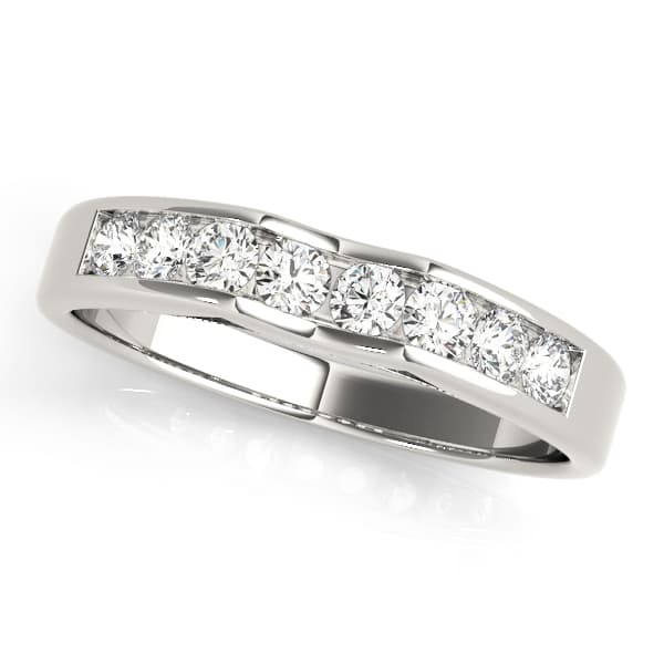 Channel Set Curved Wedding Bands — View 1
