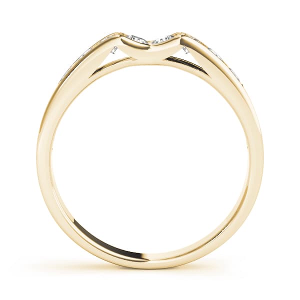 Channel Set Curved Wedding Bands (0.4 ct. tw.), Side view in yellow gold