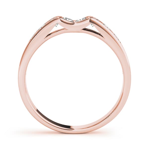 Channel Set Curved Wedding Bands (0.4 ct. tw.), Side view in rose gold