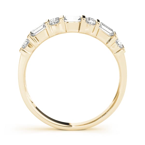 Fancy Shape Baguette Bar Set Wedding Bands (0.92 ct. tw.), Side view in yellow gold