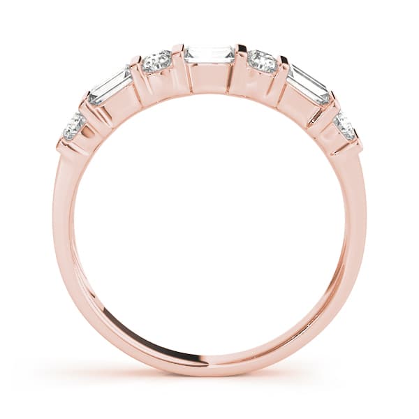 Fancy Shape Baguette Bar Set Wedding Bands (0.92 ct. tw.), Side view in rose gold