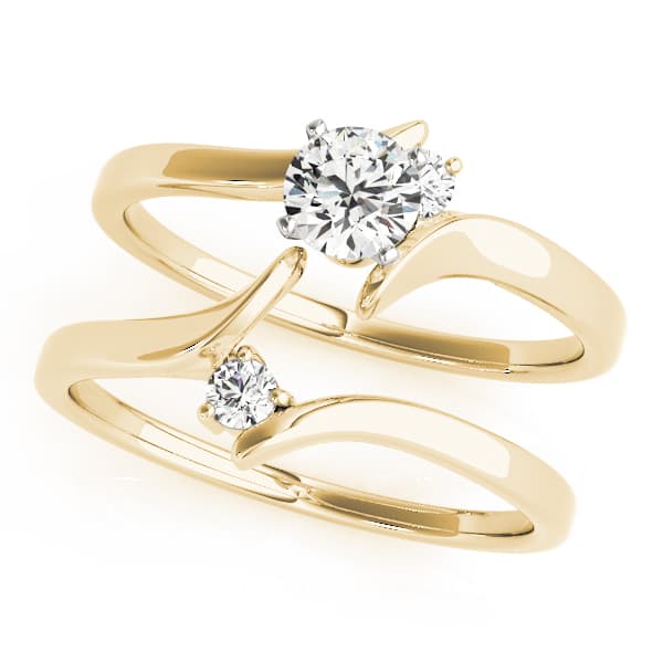 Bypass Peg Head Engagement Ring, style 50192, On hand view in yellow gold