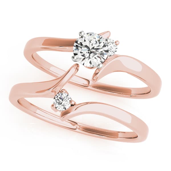 Bypass Peg Head Engagement Ring, style 50192, On hand view in rose gold