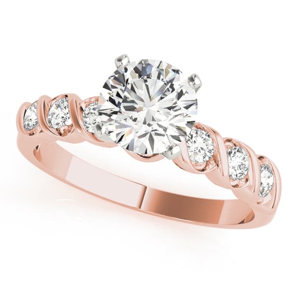Single Row Peg Head Engagement Ring, style 50204, Front view in rose gold
