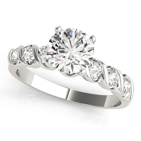 Single Row Peg Head Engagement Ring — style 50204 in 10k White Gold