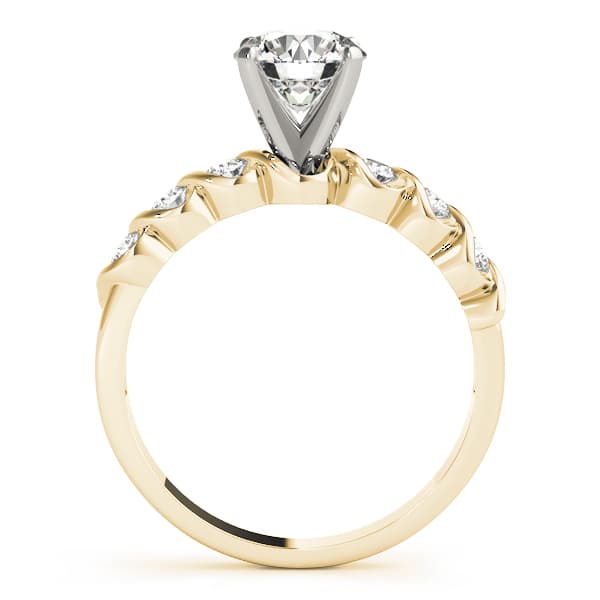 Single Row Peg Head Engagement Ring, style 50204, Side view in yellow gold