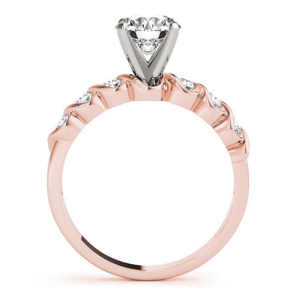 Single Row Peg Head Engagement Ring, style 50204, Side view in rose gold
