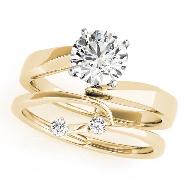 Solitaire Peg Head Engagement Ring, style 50205, On hand view in yellow gold