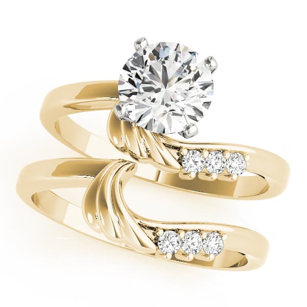 Bypass Peg Head Engagement Ring, style 50214, On hand view in yellow gold