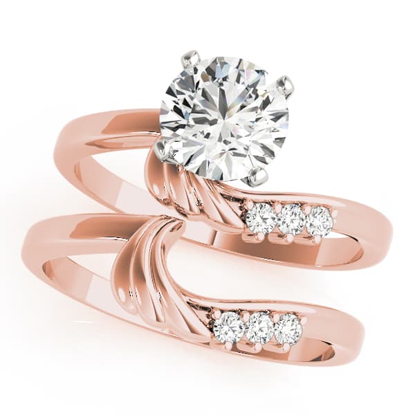Bypass Peg Head Engagement Ring, style 50214, On hand view in rose gold