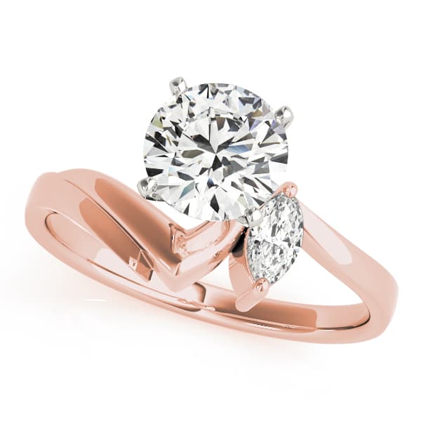 Bypass Peg Head Engagement Ring in Rose gold