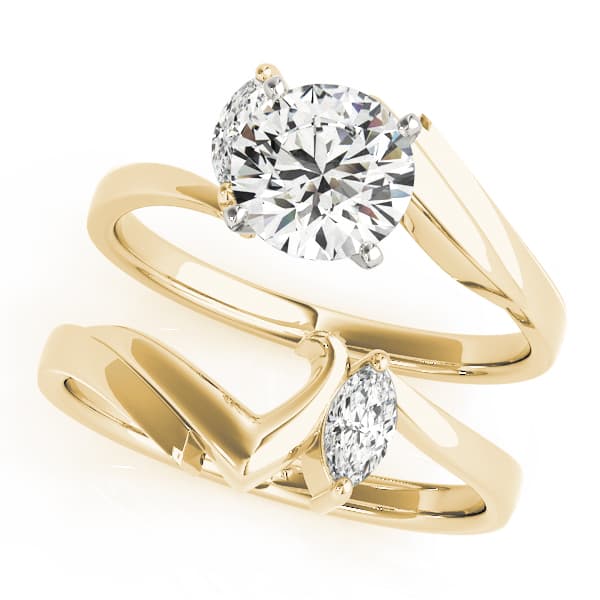 Bypass Peg Head Engagement Ring, style 50221, On hand view in yellow gold