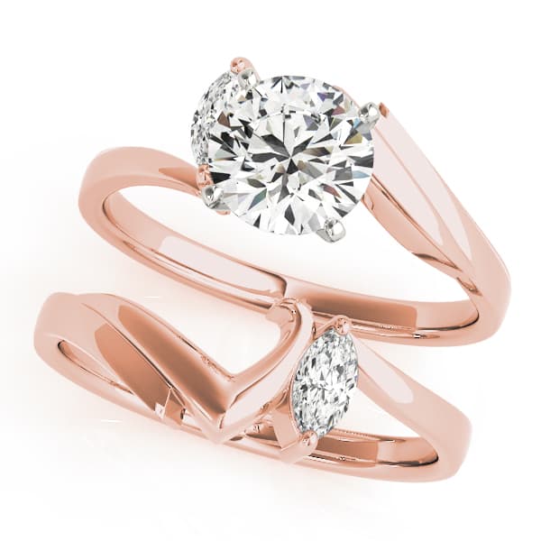 Bypass Peg Head Engagement Ring, style 50221, On hand view in rose gold