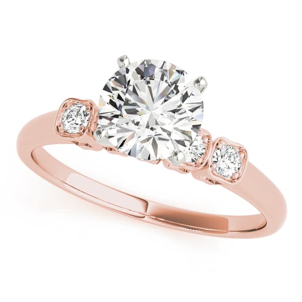Single Row Prong Set Peg Head Setting in Rose gold