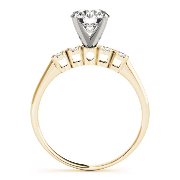Single Row Prong Set Peg Head Setting, style 50222, Side view in yellow gold