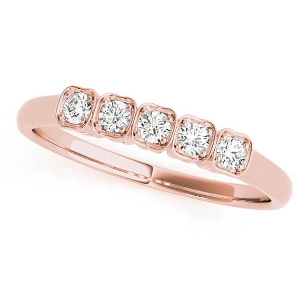 Single Row Prong Set Wedding Band (1/8 ct. tw.), Front view in rose gold