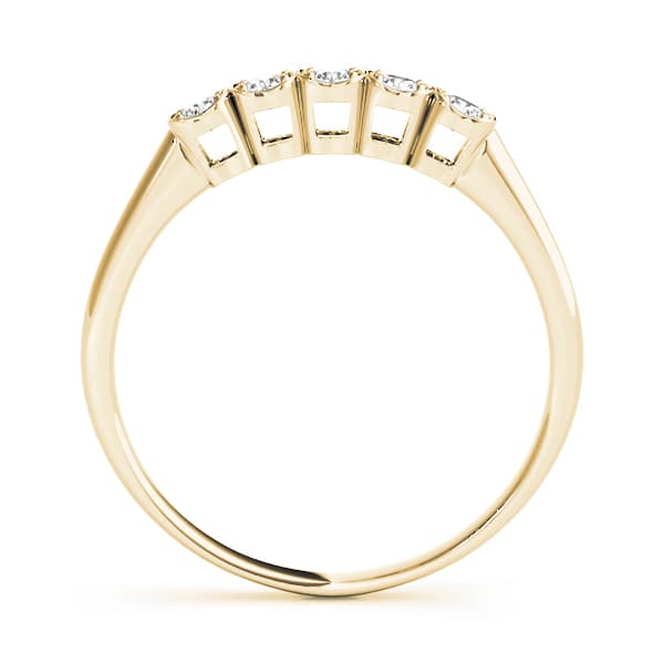Single Row Prong Set Wedding Band (1/8 ct. tw.), Side view in yellow gold