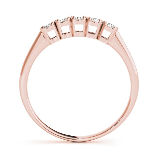 Single Row Prong Set Wedding Band (1/8 ct. tw.), Side view in rose gold