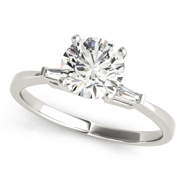 3-Stone Tapered Baguette Peg Head Engagement Ring — style 50229 in 10k White Gold