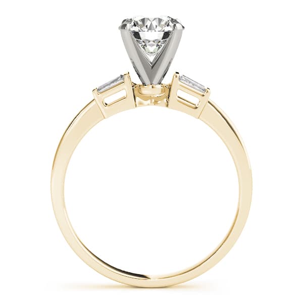 3-Stone Tapered Baguette Peg Head Engagement Ring, style 50229, Side view in yellow gold