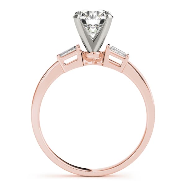 3-Stone Tapered Baguette Peg Head Engagement Ring, style 50229, Side view in rose gold