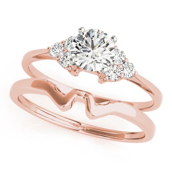 Cluster Side Peg Head Engagement Ring, style 50240, On hand view in rose gold