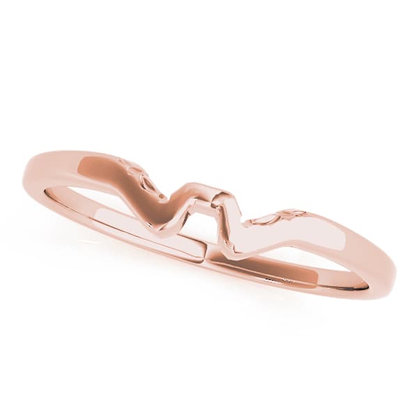 Gold Curved Wedding Bands, Front view in rose gold