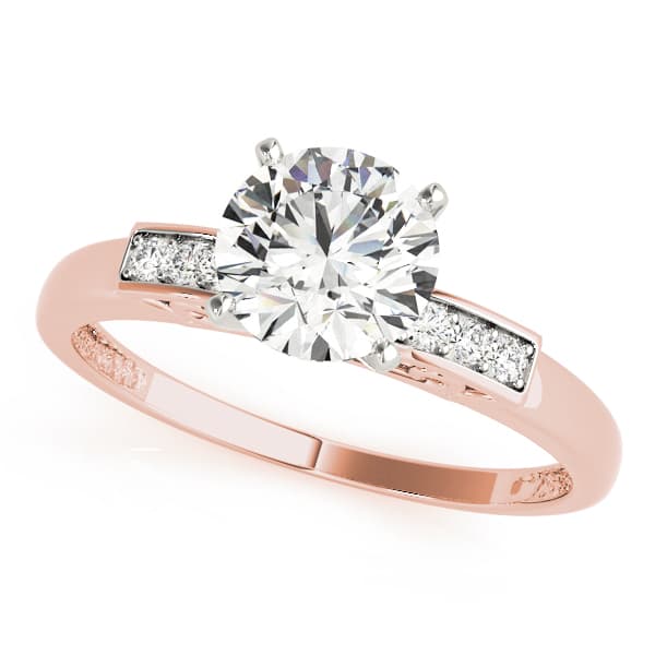 Single Row Peg Head Engagement Ring in Rose gold
