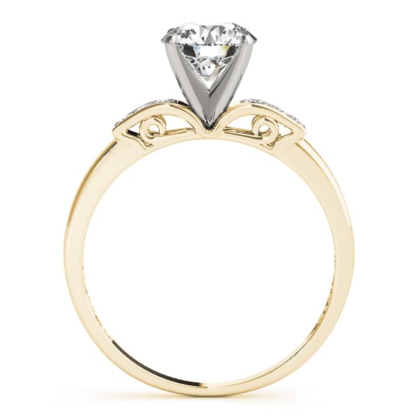 Single Row Peg Head Engagement Ring, style 50251, Side view in yellow gold