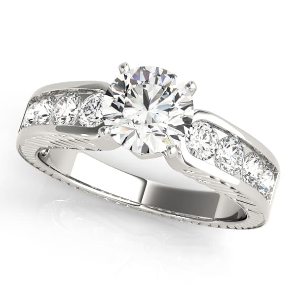 Antique Channel Set Peg Head Engagement Ring — style 50255 in 10k White Gold