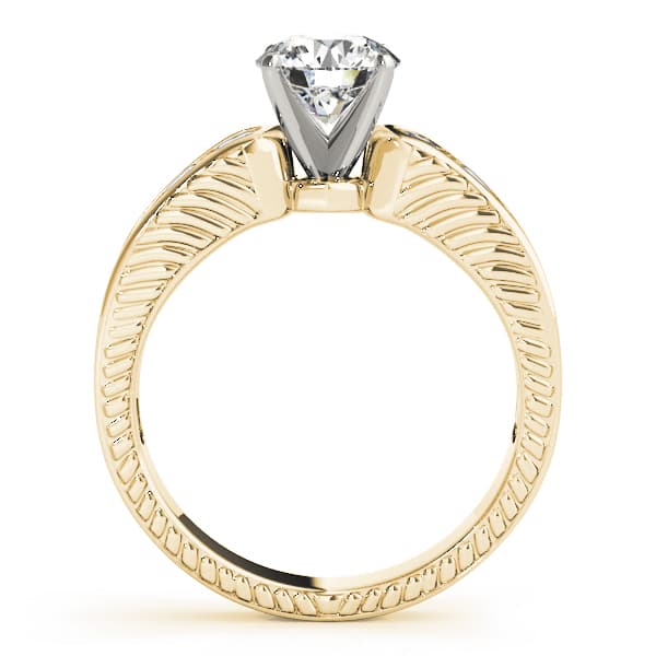 Antique Channel Set Peg Head Engagement Ring, style 50255, Side view in yellow gold