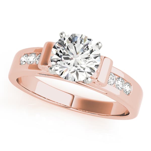 Single Row Channel Set Peg Head Engagement Ring, style 50257, Front view in rose gold