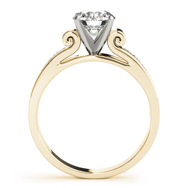 Single Row Channel Set Peg Head Engagement Ring, style 50257, Side view in yellow gold