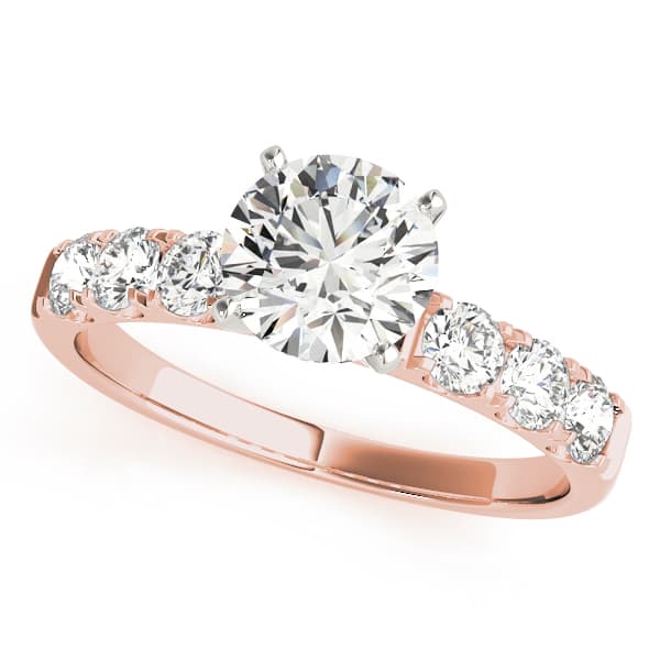 Single Row Split Prong Engagement Ring, style 50261, Front view in rose gold