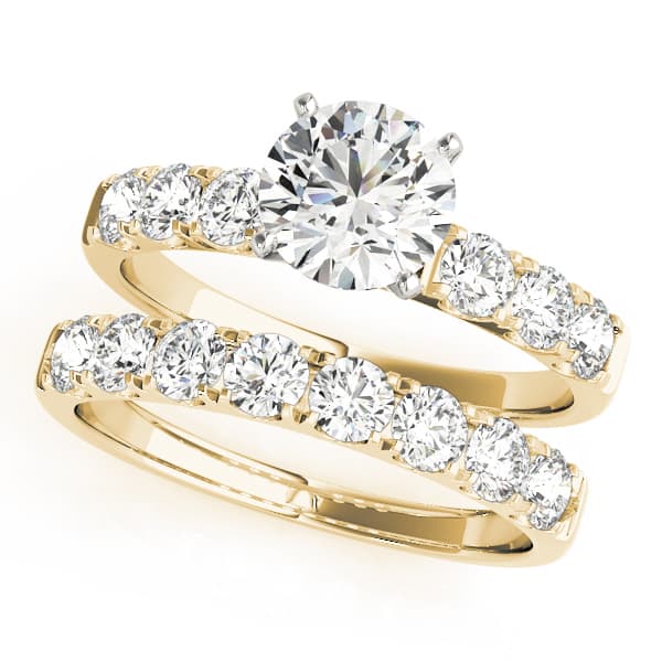 Single Row Split Prong Engagement Ring, style 50261, On hand view in yellow gold