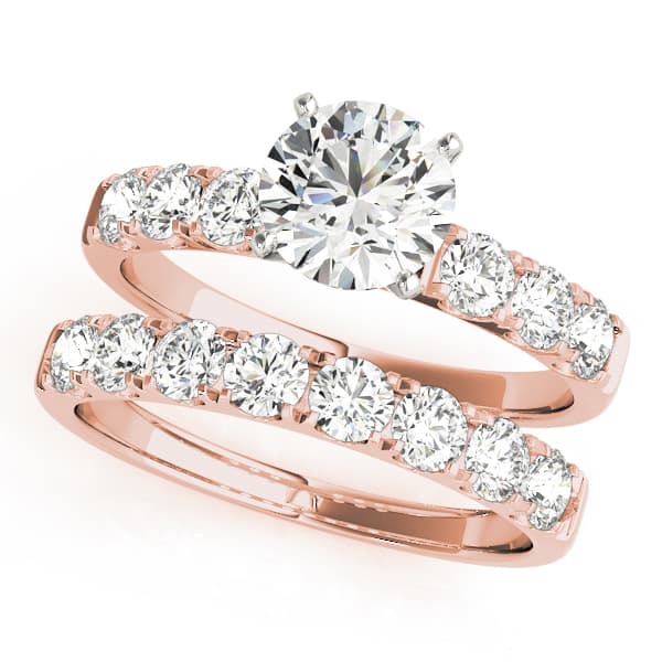 Single Row Split Prong Engagement Ring, style 50261, On hand view in rose gold