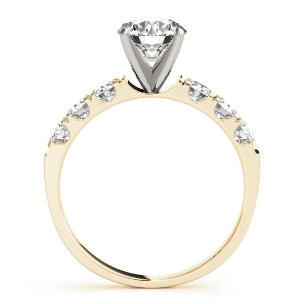 Single Row Split Prong Engagement Ring, style 50261, Side view in yellow gold