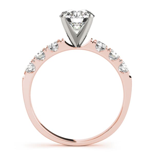 Single Row Split Prong Engagement Ring, style 50261, Side view in rose gold