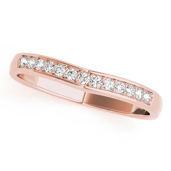 Curved Wedding Band (1/4 ct. tw.), Front view in rose gold