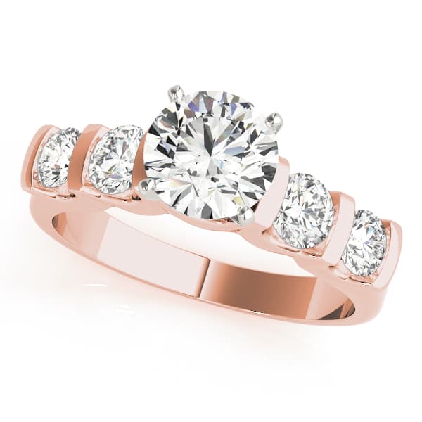 Single Row Bar Set Peg Head Engagement Ring, style 50267, Front view in rose gold