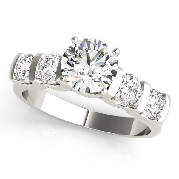 Single Row Bar Set Peg Head Engagement Ring — style 50267 in 10k White Gold